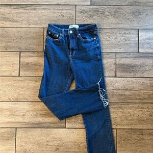 Zara Women's Dark Blue Skinny Jeans with Knee Distress